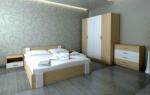 Ekomebel Set dormitor Bora 160 cm strejar sonoma si alb