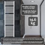 Aquamarin Törölközőszárító radiátor 1800 x 600 mm 972 W (BDHZKR021800x600wss)