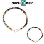  Bratara Agata Mixt Diametru 58 mm - Zodia Varsator - Rotunda Fatetata - 4x4 mm - 1 Buc