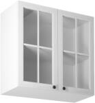 TEMPO KONDELA Kétajtós felsőszekrény üveggel G80S, fehér/sosna andersen, PROVANCE - kondela