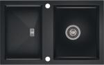 AXIS KITCHEN SLIDE 40 gránit mosogató automata dugóemelő, szifonnal, fekete-szemcsés fényes, beépíthető (AX-1003)