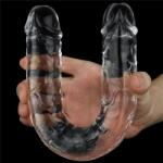 Lovetoy Dildo Dublu, Transparent, 30 Cm Dildo