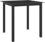 vidaXL Masă de grădină, negru, 80x80x74 cm, aluminiu și sticlă (312200)