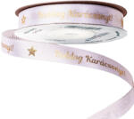  Fényes arany "Boldog Karácsonyt! " feliratos szatén szalag 12mm x 20m - Fehér (MC12-01)