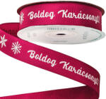  Boldog Karácsonyt! " feliratos ripsz szalag 20mm x 20m - Burgundi (GK20-10)