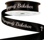 Valex Decor Nyugodj Békében" feliratos szatén gyász szalag 20mm x 20m - Fekete (DX20-96)