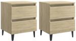vidaXL Noptiere, 2 buc. , stejar sonoma, 40x35x50 cm, lemn prelucrat (805876)