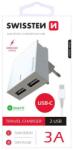 SWISSTEN Incarcator de retea Smart IC 2xUSB 3A+Cablu Date Type-C 1.2m , alb (PHA-8595217466777) - vexio