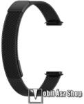  Okosóra milánói szíj - rozsdamentes acél, mágneses - 95mm + 120mm hosszú - FEKETE - Fitbit Luxe