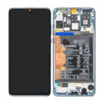 Huawei P30 Lite (48mp hátlapi kamerás verzió), P30 Lite 2020 (New Edition) LCD Kijelző+Érintőüveg+Előlap Keret+Akkumulátor, Peacock Blue, kék (02353FQE, 02353DQS, 02352RQA) Gyári, Service Pack