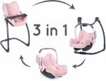 Smoby Scaun de masă și scaun de mașină sau leagăn Powder Pink Maxi Cosi&Quinny Smoby combinație triplă cu centură de siguranță (SM240235)