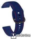  Okosóra szíj - SÖTÉTKÉK - szilikon, piros varrással - 92mm + 119mm hosszú, 20mm széles - SAMSUNG Galaxy Watch 42mm / Amazfit GTS / Galaxy Watch3 41mm / HUAWEI Watch GT 2 42mm / Galaxy Watch Active / A