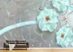 Persona Tapet Premium Canvas - Flori turcoaz fluturi si perle 3d abstract - tapet-canvas - 170,00 RON