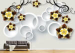 Persona Tapet Premium Canvas - Florile colorate si cercurile 3d abstract - tapet-canvas - 170,00 RON