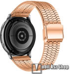  Fém okosóra szíj - ARANY - rozsdamentes acél, csatos, 84+110mm hosszú, 22mm széles - HUAWEI Watch GT / Watch 2 Pro / Honor Watch Magic / Watch GT 2 46mm / Xiaomi Amazfit / Amazfit 2 / Fossil Q MARSHAL