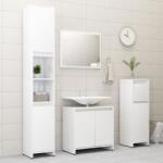 vidaXL Set mobilier de baie, 4 piese, alb extralucios, PAL (3056895)