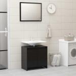 vidaXL Set mobilier de baie, negru extralucios, PAL (802658)