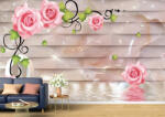 Persona Tapet Premium Canvas - Trandafirii apa si peretele 3d abstract - tapet-canvas - 170,00 RON
