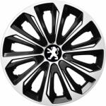 NRM Capace pentru roți PEUGEOT 14", STRONG DUOCOLOR ALB-NEGRU 4bc