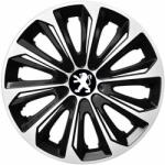 NRM Capace pentru PEUGEOT 15", STRONG DUOCOLOR ALB-NEGRU 4bc