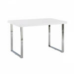 TEMPO KONDELA Étkezőasztal, fehér HG + króm, 130x80 cm, TALOS - smartbutor