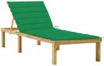 vidaXL Fenyőfa Napozóágy - Zöld Párnával - 200cm (3065854)