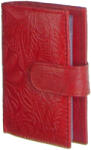 Farkas Állított fazonú, kapcsos piros, nyomott mintás bőr kártyatartó 24 db hellyel Farkas (127-4)