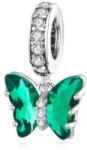 Ékszerkirály Ezüst charm, pillangó, zöld (1005002133642593_1)
