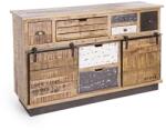 Bizzotto Comoda 7 sertare si 2 usi mobile din lemn mango Tudor 125 cm x 37 cm x 80 h (0745462) Comoda