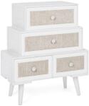 Bizzotto Comoda 2 sertare si 2 usi din lemn alb bej crem Montiel 60 cm x 30.5 cm x 70.5 h (0744879) Comoda