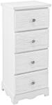 Bizzotto Comoda 4 sertare din lemn alb cu patina gri Blanc 31.5 cm x 26 cm x 80 h (0744182) Comoda