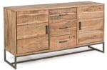 Bizzotto Comoda 3 sertare si 2 usi din lemn natur si picioare fier maro Elmer 145 cm x 40 cm x 77 h (0746304) Comoda