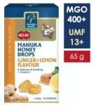 Manuka Health Bomboane dropsuri cu miere de Manuka MGO 400+ (65g) (ghimbir si lamaie)