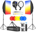 Neewer Kit foto studio, 2 lumini softbox, 2 panouri LED 48W, 6 filtre de culoare + geanta transport