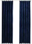  Draperii opace cu cârlige, 2 buc, albastru, 140x175 cm, catifea (134532)