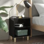vidaXL Comodă TV, picioare lemn masiv, negru extralucios, 40x30x50 cm (805793)