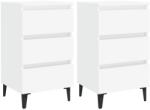 vidaXL Noptiere cu picioare metalice, 2 buc. , alb, 40x35x69 cm (805906)