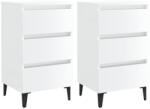 vidaXL Noptiere picioare metalice, 2 buc. alb extralucios, 40x35x69 cm (805918)