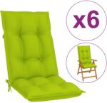 vidaXL Perne scaun cu spătar înalt, 6 buc. , verde, 120x50x7 cm, textil (314268)