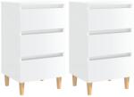 vidaXL Noptiere & picioare lemn, 2 buc. , alb extralucios, 40x35x69 cm (805900)