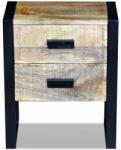 vidaXL Masă laterală cu 2 sertare din lemn solid de mango, 43x33x51 cm (243298) - izocor