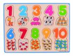 Bigjigs Toys Puzzle Numere si culori, 20 piese din lemn, numere de la 1 la 10 (BJ549) Puzzle