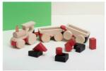Mobbli Trenulet jucarie Montessori din lemn, cu vagoane si cuburi sortatoare, rosu-negru, Mobbli (MBL-PO01) - babyneeds