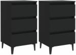 vidaXL Noptieră cu picioare metalice, 2 buc. , negru, 40x35x69 cm (805908)