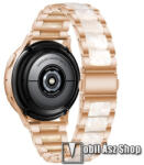  Okosóra műanyag / rozsdamentes acél szíj - ROSE GOLD / GYÖNGYFEHÉR - pillangó csat - 189mm hosszú, 22mm széles - SAMSUNG Galaxy Watch 46mm / Watch GT2 46mm / Watch GT 2e / Galaxy Watch3 45mm / Honor M