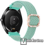  Okosóra szíj - fonott szövet, sztreccses, állítható, strasszköves csat - VILÁGOSZÖLD - 110-195mm hosszú, 22mm széles - SAMSUNG Galaxy Watch 46mm / Watch GT2 46mm / Watch GT 2e / Galaxy Watch3 45mm / H