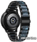  Okosóra műanyag / rozsdamentes acél szíj - FEKETE / SÖTÉTKÉK - pillangó csat - 189mm hosszú, 22mm széles - SAMSUNG Galaxy Watch 46mm / Watch GT2 46mm / Watch GT 2e / Galaxy Watch3 45mm / Honor MagicWa