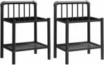 vidaXL Noptiere, 2 buc. , negru, metal și sticlă (325100)