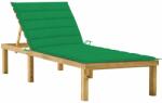 vidaXL Șezlong cu pernă verde, lemn de pin tratat (3065854)