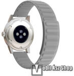  Okosóra szíj - rugalmas, szilikon, mágneses - SZÜRKE - 90mm+130mm hosszú, 20mm széles - SAMSUNG Galaxy Watch 42mm / Xiaomi Amazfit GTS / Gear S2 / HUAWEI Watch GT 2 42mm / Watch Active / Active 2 / Wa